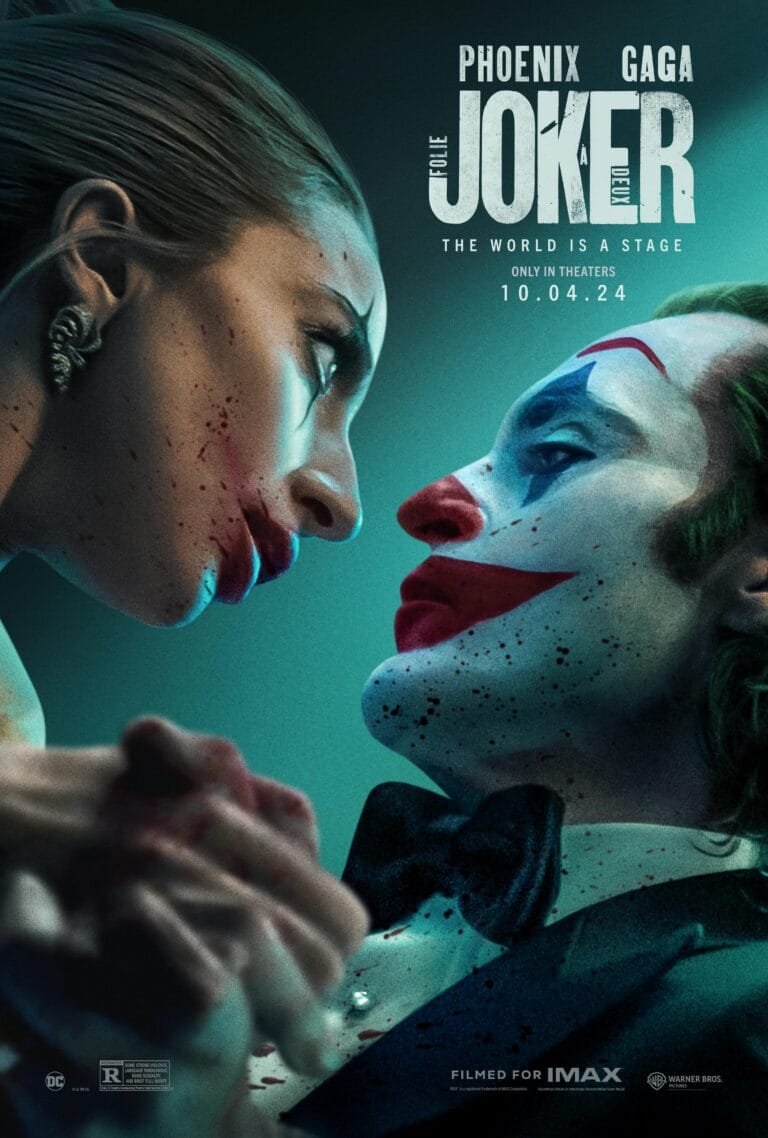 Home Filmposter voor "Joker" met twee personages met clownsmake-up die dicht op elkaar staan. Het vrouwelijke personage heeft rode lippenstift en gezichtsverf, terwijl het mannelijke personage klassieke clownsmake-up draagt. Tekst bevat de titel, releasedatum (10.04.24) en namen van acteurs. Maak je klaar om het te bekijken op iptv Nederland!